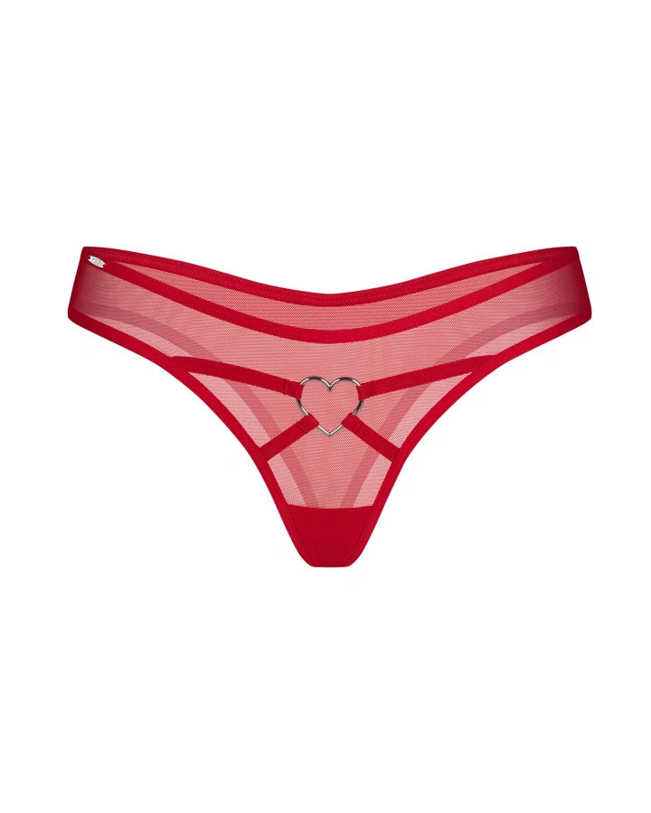 Red thong with decorative heart