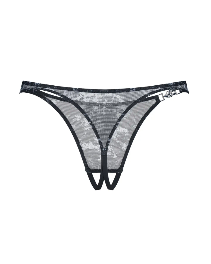 Open-crotch thong with unique pattern