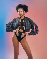 Black teddy with cutouts