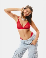 Red, transparent bra