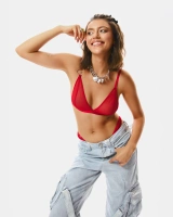 Red, transparent bra