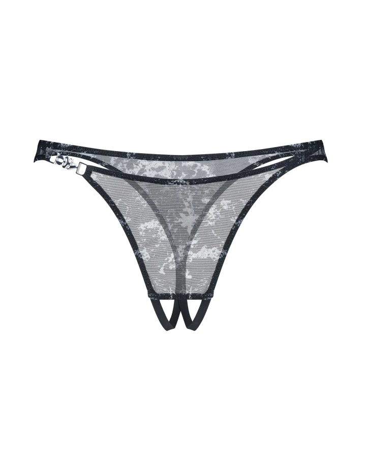 Open-crotch thong with unique pattern