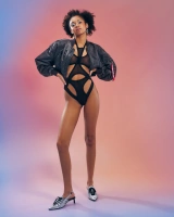 Black teddy with cutouts
